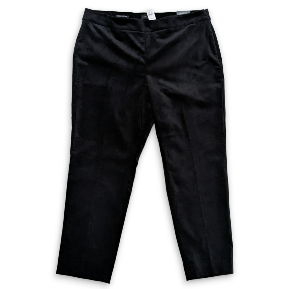 Talbots NWT Slim Ankle Pants Black Velvet Velour Side Zip Cropped Sz 16 P Petite